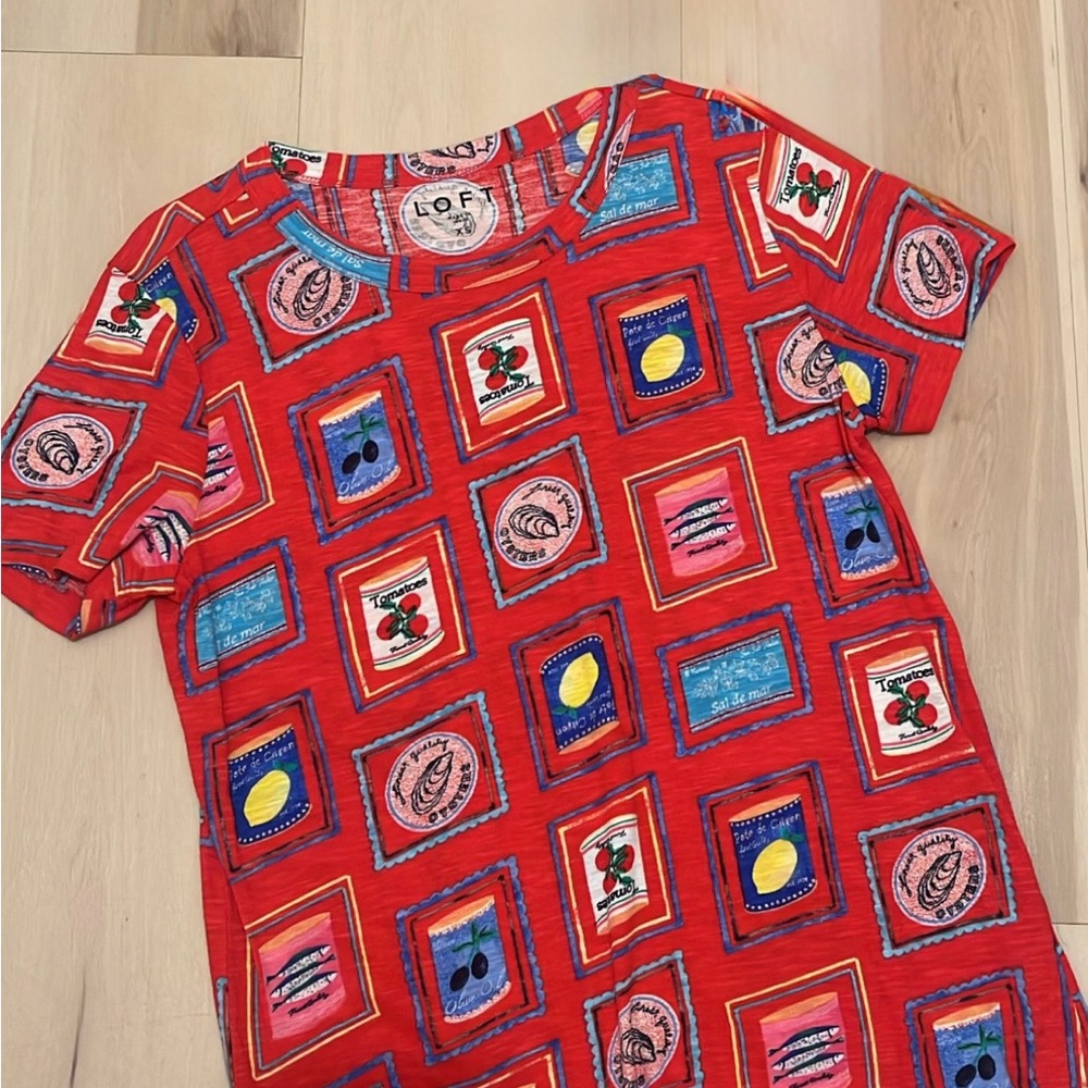 Can Print Everyday Crew Colorful Graphic T-Shirt Tin Sardine Print